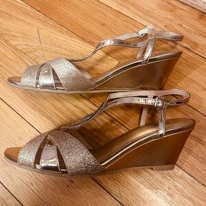 Elegant Metallic Wedge Sandals